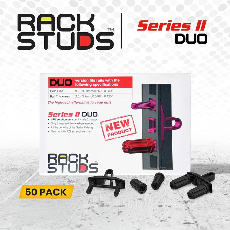 Rackstuds DUO50 1RU Series II Rack Mount Solution - Effortless Alternative to Traditional Rack Screws and Cage Nuts & Server Rack Screws Ideal for Server Hardware Setup - 50 Pack, Universal Version - Image 5